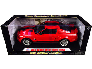 2008 Ford Shelby Mustang GT500 Super Snake Red with Black Stripes "Shelby Collectibles Legend" Series 1/18 Diecast Model Car