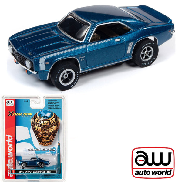 Auto World 1969 Chevy Camaro SS 396 Blue R27 HO Slot Car SC343 fits AFX