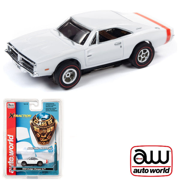 Auto World 1969 Dodge Charger R/T White R27 HO Slot Car SC343 fits AFX