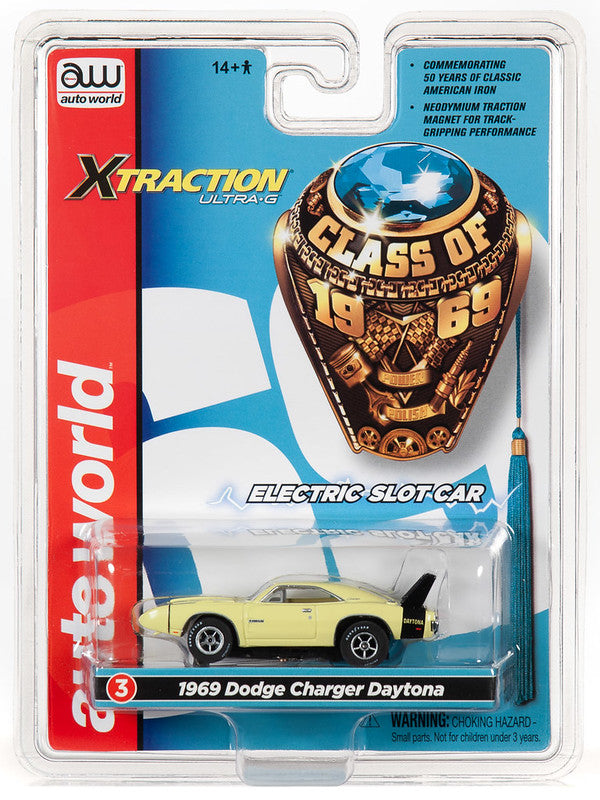 Auto World 1969 Dodge Charger Daytona Yellow R27 HO Slot Car SC343 fits AFX