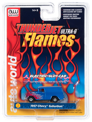 Auto World 1957 Chevy Suburban Thunderjet Flames HO Slot Car SC353 fits AFX