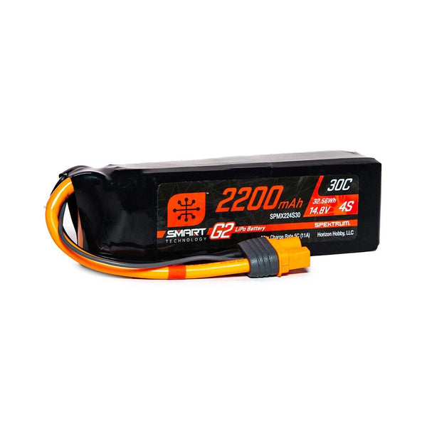 PowerHobby Spektrum 14.8V 2200mAh 4S 30C Smart G2 LiPo Battery: IC3