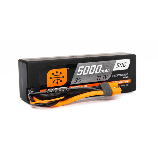 PowerHobby Spektrum 11.1V 5000mAh 3S 50C Smart Hardcase LiPo Battery: IC3