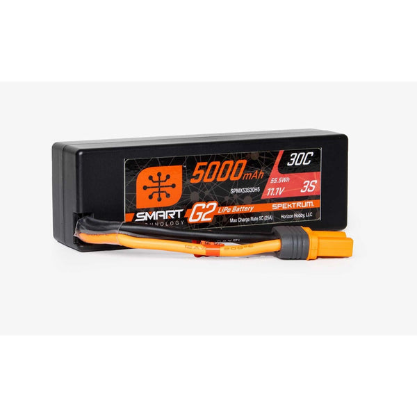 PowerHobby Spektrum 11.1V 5000mAh 3S 30C Smart G2 Hardcase LiPo Battery: IC5