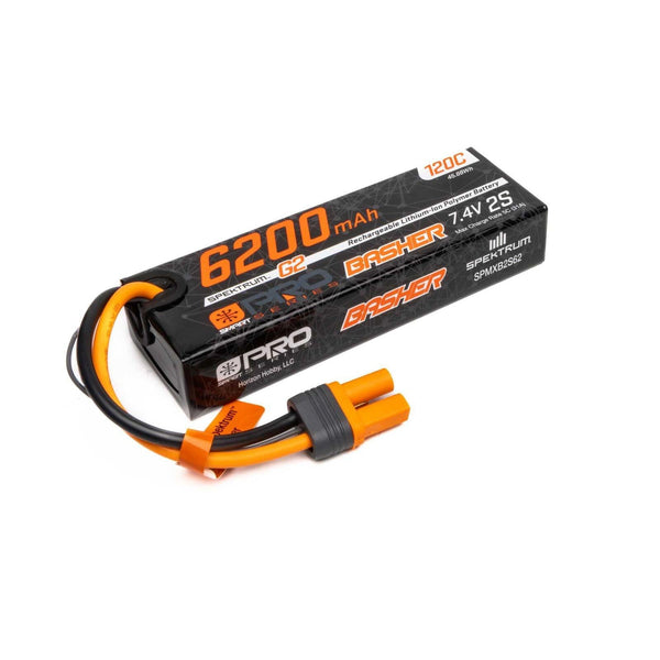 PowerHobby Spektrum 7.4V 6200mAh 2S 120C Smart G2 Pro Basher LiPo Battery: IC5