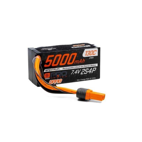 PowerHobby Spektrum 7.4V 5000mAh 2S 130C Smart No Prep Drag LiPo Battery: IC5
