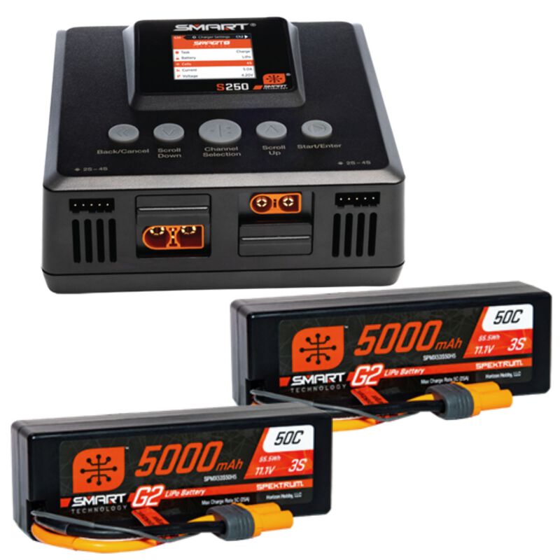 Spektrum Smart Powerstage 6S (2) G2 5000mAh 3S LiPo IC5 & S250 Charger