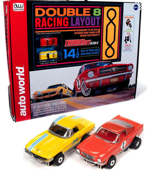 Auto World Double 8 HO Slot Race Set AFX SRS341 Ford Mustang Corvette