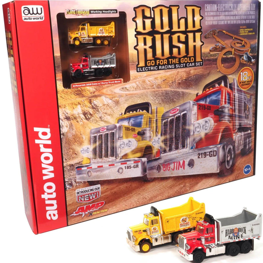 PowerHobby Auto World Gold Rush Peterbilt Dump Trucks for AFX HO Slot Car Set SRS357
