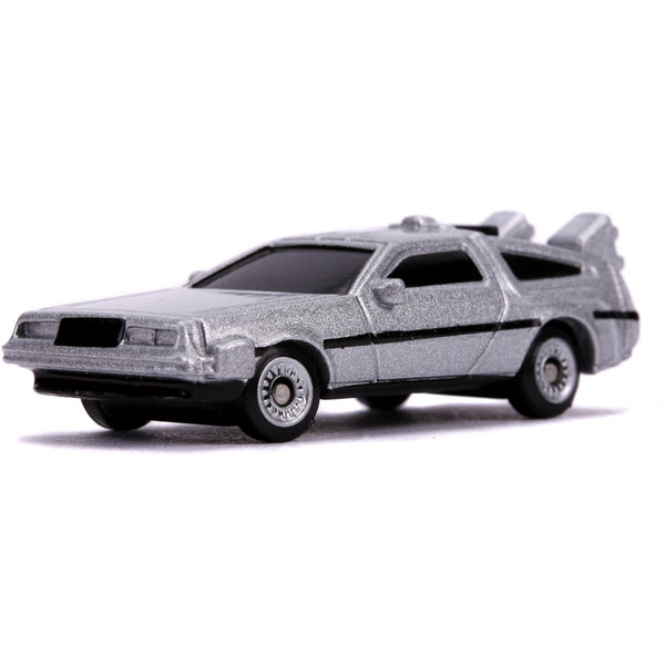 Back to the Future Trilogy die-cast 1⅔-inch Nano "Hollywood Rides" DeLorean Time Machine 3-pack - Echo Six Hobbies