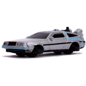 Back to the Future Trilogy die-cast 1⅔-inch Nano "Hollywood Rides" DeLorean Time Machine 3-pack - Echo Six Hobbies