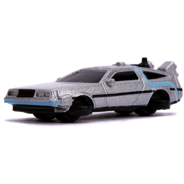Back to the Future Trilogy die-cast 1⅔-inch Nano "Hollywood Rides" DeLorean Time Machine 3-pack - Echo Six Hobbies
