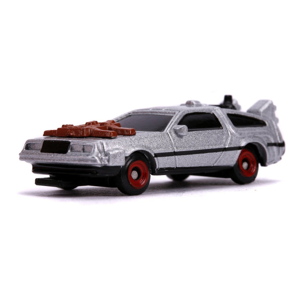Back to the Future Trilogy die-cast 1⅔-inch Nano "Hollywood Rides" DeLorean Time Machine 3-pack - Echo Six Hobbies