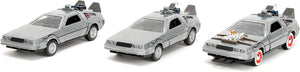 Back to the Future Hollywood Rides 1:32 scale DeLorean Time Machine 3-Pack