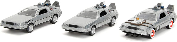 Back to the Future Hollywood Rides 1:32 scale DeLorean Time Machine 3-Pack