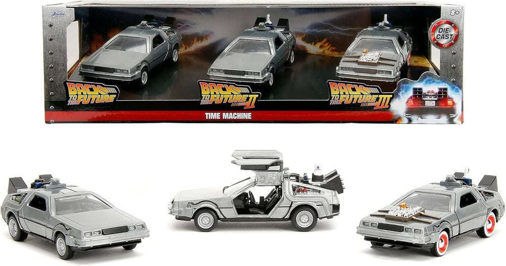 Back to the Future Hollywood Rides 1:32 scale DeLorean Time Machine 3-Pack