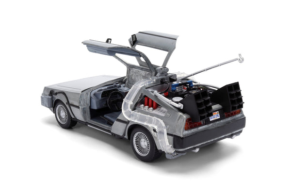 Back to the Future die-cast 1:24 scale 40th Anniversary "Hollywood Rides" light-up DeLorean Time Machine