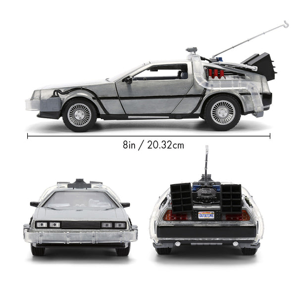Back to the Future die-cast 1:24 scale 40th Anniversary "Hollywood Rides" light-up DeLorean Time Machine