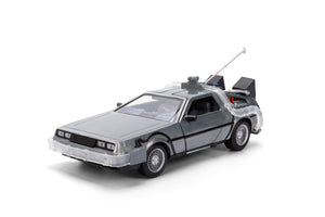 Back to the Future die-cast 1:24 scale 40th Anniversary "Hollywood Rides" light-up DeLorean Time Machine