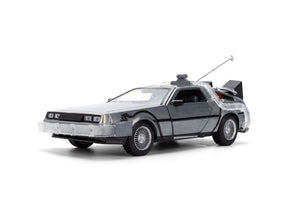 Back to the Future die-cast 1:24 scale 40th Anniversary "Hollywood Rides" light-up DeLorean Time Machine