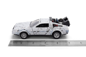 Back to the Future die-cast 1:32 scale 40th Anniversary "Hollywood Rides" DeLorean Time Machine (Frost Finished)