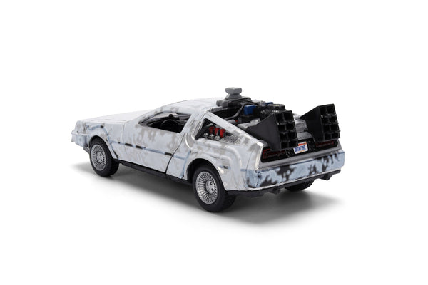 Back to the Future die-cast 1:32 scale 40th Anniversary "Hollywood Rides" DeLorean Time Machine (Frost Finished)