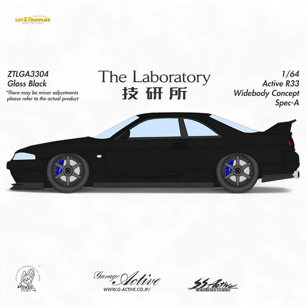 (Pre-Order) The Laboratory x ZONZO Nissan R33 Widebody Concept Spec-A - Pure Black 1/64
