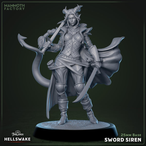 Hellswake Sword Siren – Tiefling Fighter Female Miniature