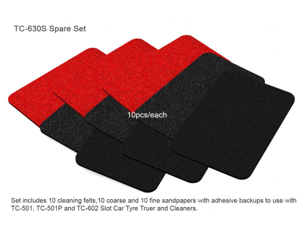 PowerHobby Proses Slot Car Tire Truer and Cleaner Spares felts coarse (30 PCS) TC-530S — 1/32 Slot Car