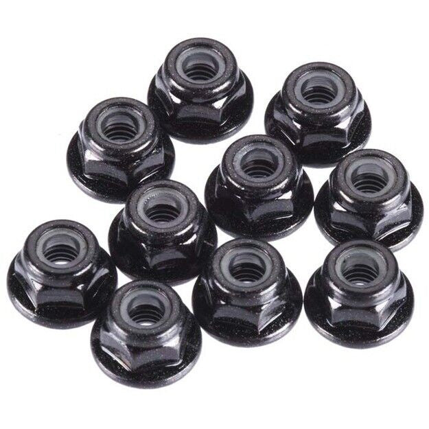 Tekno RC TKR1212 M4 Locknuts Flanged/Black/Serrated (10)