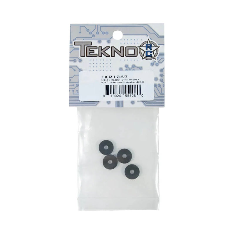 Tekno RC 1267 – M2.7×10.0x1.0mm Washer (CNC, hardened steel, black, 4pcs)