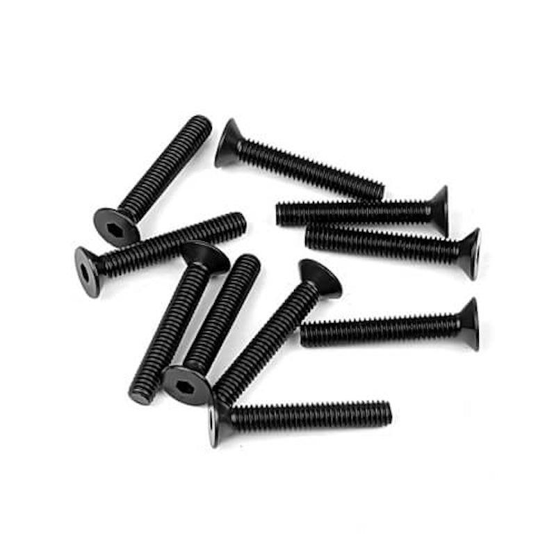PowerHobby Tekno RC 1350 – M4x25mm Flat Head Screws (black, 10pcs)