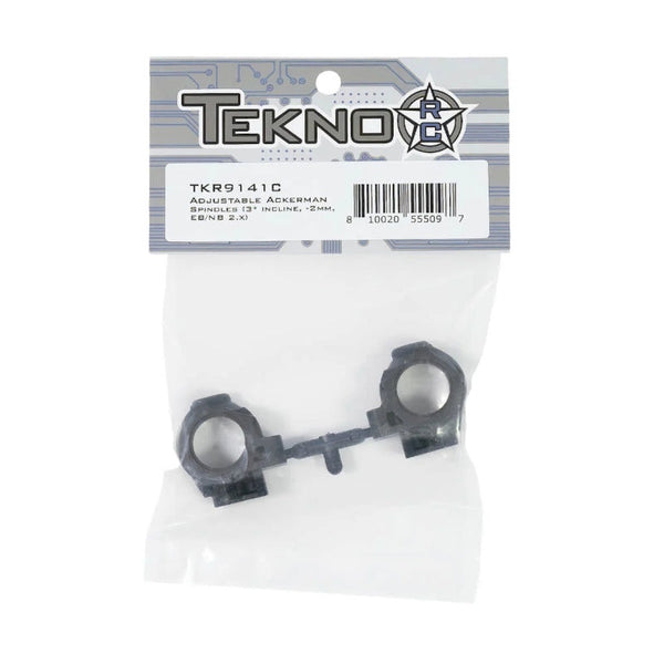 Tekno RC 9141C Adjustable Ackerman Spindles (3° incline, -2mm axle, EB/NB 2.1+)