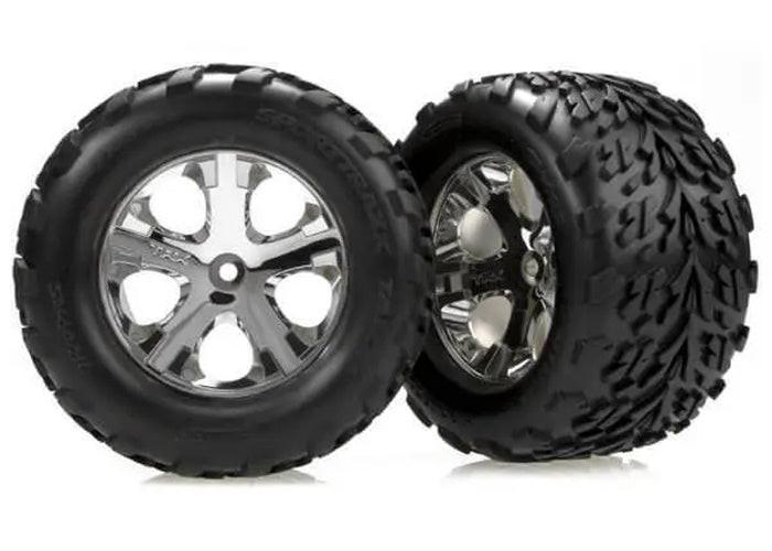 PowerHobby Traxxas TRA3669 Front All-Star Chrome Wheels & Talon Tires
