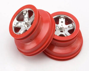 Traxxas TRA5874A Wheels SCT Satin Chrome Red Beadlock Style Dual Profile