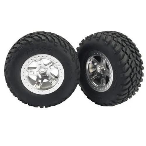 PowerHobby Traxxas TRA5875 Off-Road 2.2 Tires Satin-Finish Chrome Wheels Fr: 1/10 2wd Slash