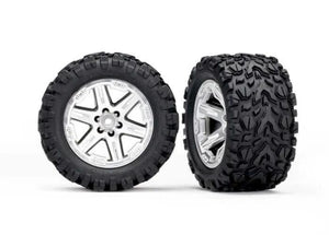 Traxxas 6773R Rustler 4x4 Chrome Talon Wheels & Tires 2.8" (2)
