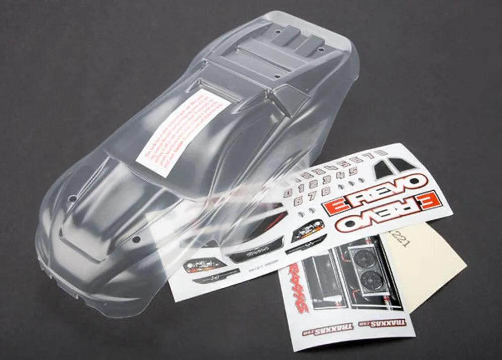 PowerHobby Traxxas TRA7111 - 1/16 E-Revo VXL Pre-Cut Body, Clear & Decals — 1/16 Slash Parts