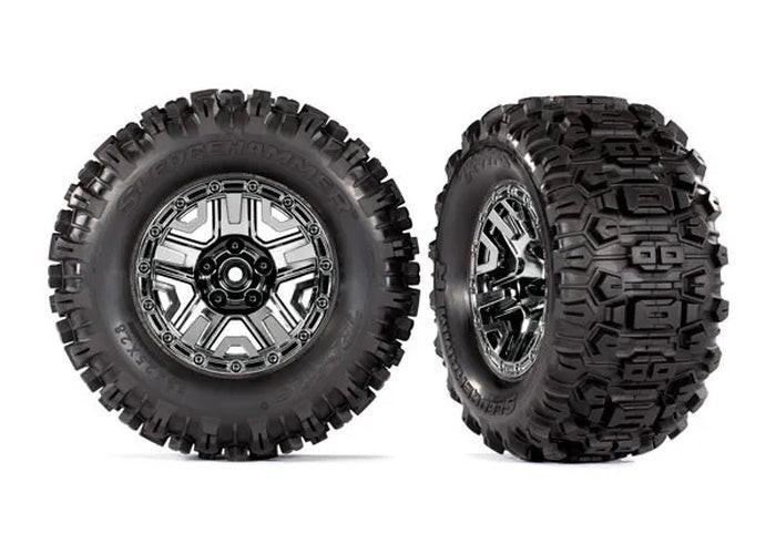 PowerHobby Traxxas TRA9072 Sledgehammer Tires on 2.8" Black Chrome Wheels for Hoss 4x4 VXL — Hoss Parts