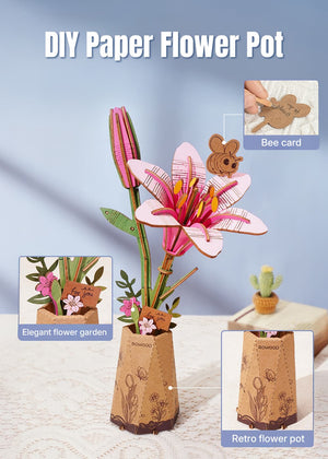 Rowood - Pink Tulip DIY Flower 3D Wooden Puzzle TW082