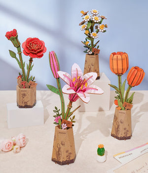 Rowood - Pink Tulip DIY Flower 3D Wooden Puzzle TW082