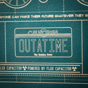 Back to the Future Time Machine Blueprint Art Print (with protective toploader)
