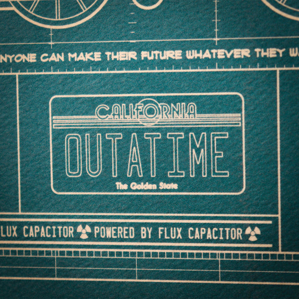 Back to the Future Time Machine Blueprint Art Print (with protective toploader)