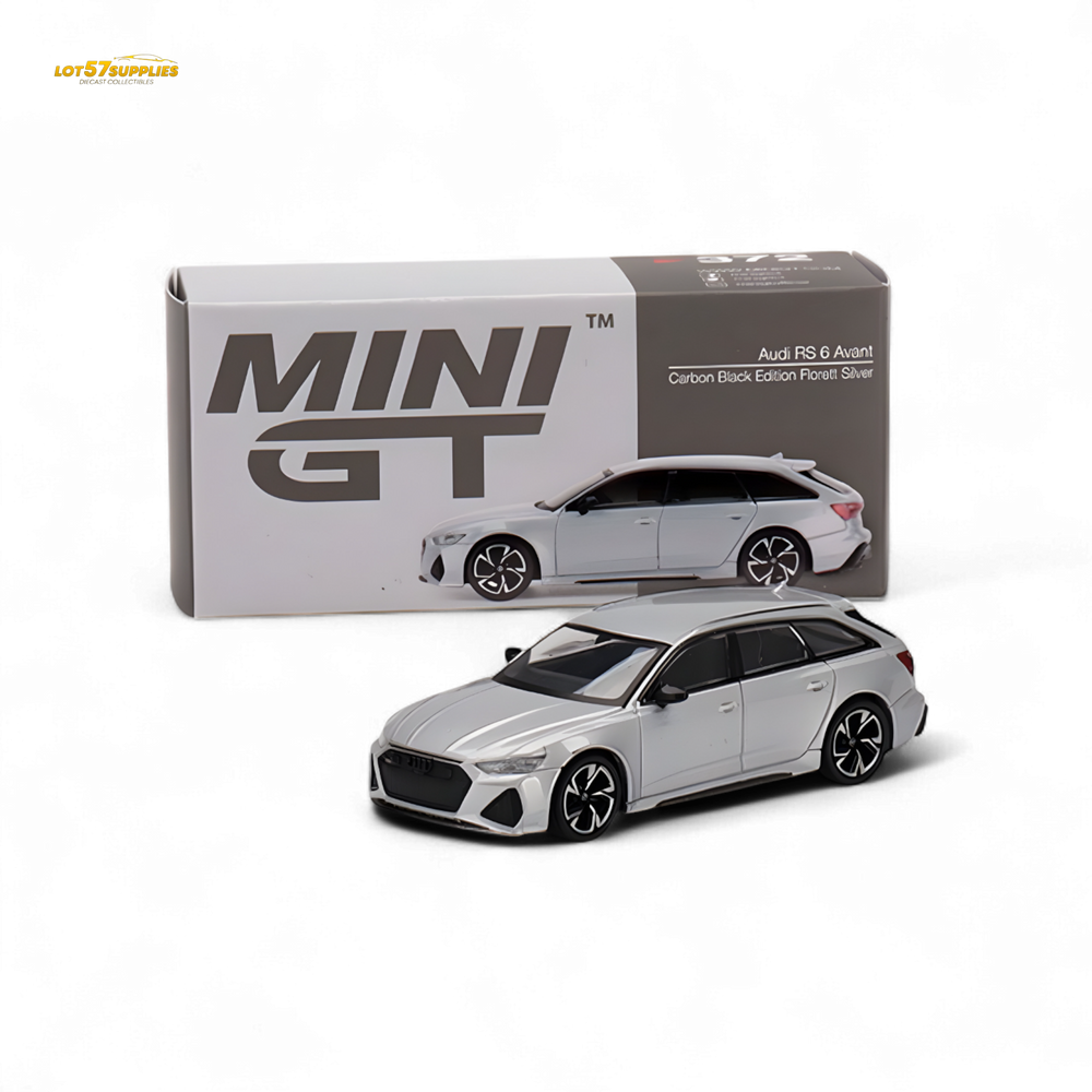 Mini-GT Audi RS 6 Avant Carbon Black Edition Florett Silver Limited Edition 1:64