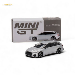 Mini-GT Audi RS 6 Avant Carbon Black Edition Florett Silver Limited Edition 1:64