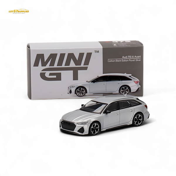 Mini-GT Audi RS 6 Avant Carbon Black Edition Florett Silver Limited Edition 1:64