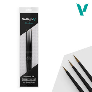 Vallejo Hobby Brushes: Pro Modeler - Natural Hair - Design Set - Sizes 4/0, 3/0 & 2/0