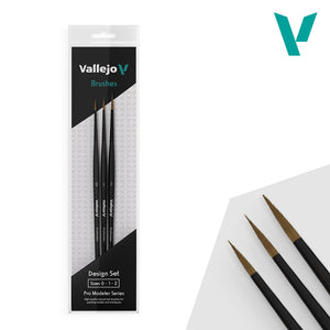 Vallejo Hobby Brushes: Pro Modeler - Natural Hair - Design Set - Sizes 0, 1 & 2