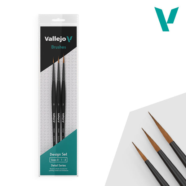 Vallejo Hobby Brushes: Detail - Synthetic - Design Set - Sizes 0, 1 & 2
