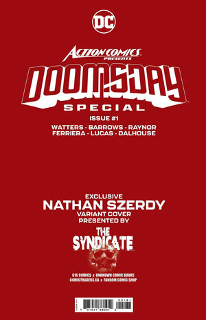 [Signed by Nathan Szerdy] ACTION COMICS PRESENTS DOOMSDAY SPECIAL #1 (ONE SHOT) NATHAN SZERDY (616) EXCLUSIVE TATTOO VIRGIN VAR [IN STOCK]